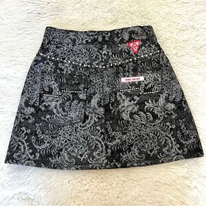 Marc Jacobs Denim black & gray w/ Rhinestones Mini Skirt size 25 XS-S